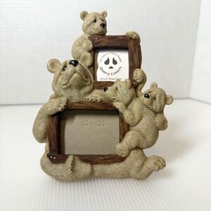 Retired Quarry Critters Bear Family Double Picture Frame Second Nature Design